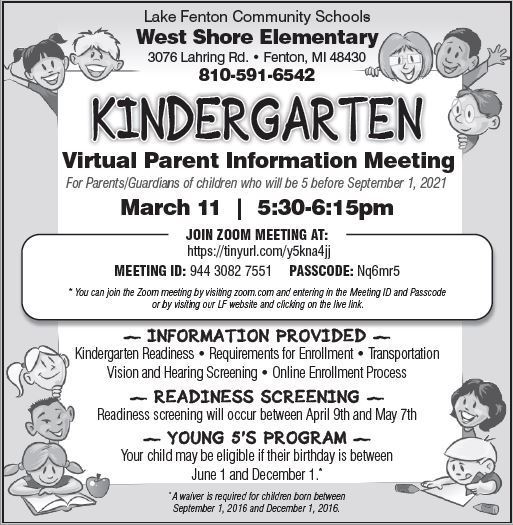 Kindergarten Virtual Parent Information Meeting