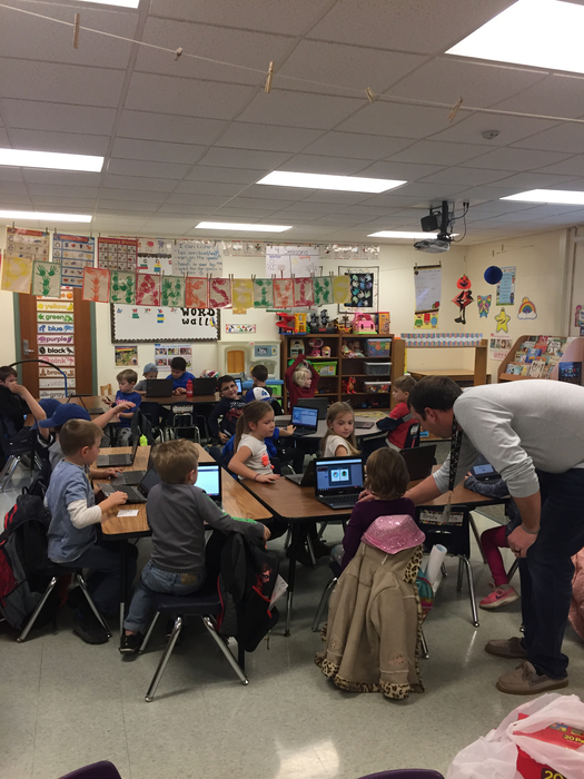 Mr. Rohen busy tracing Coding to our K-1 students!  #codingclub #lfleads #lfwsrocks 