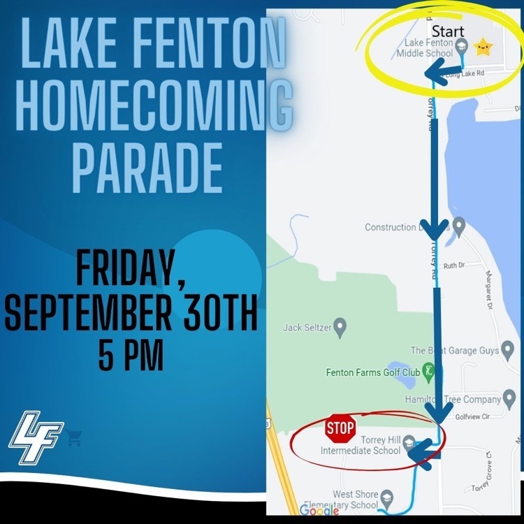 parade route starts at the middle school and ends at Torrey Hill:).