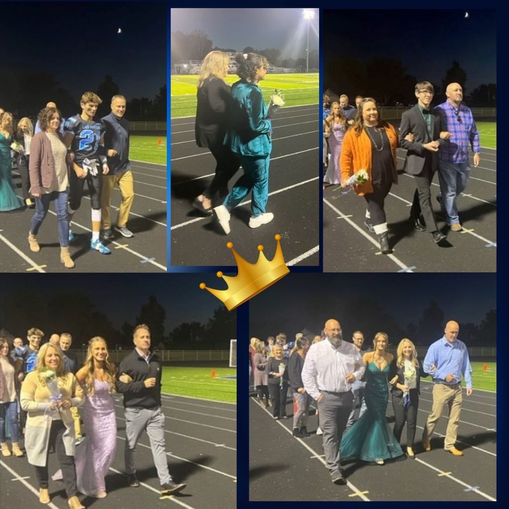 Families with their Homecoming court sons and daughters