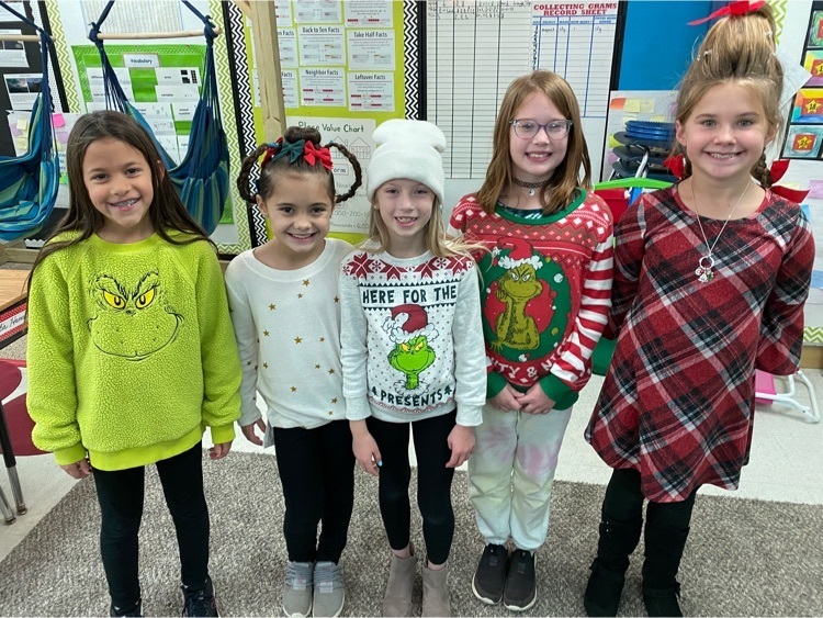 students dressed in their Grinch outfits