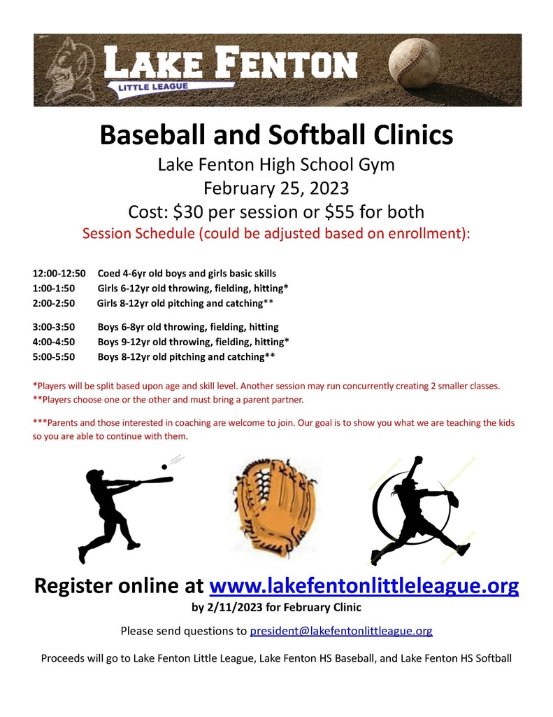 LF Baseball and Softball Clinics coming soon