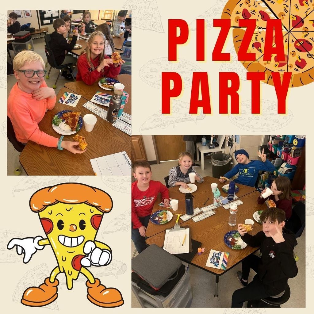 Students enjoying a pizza party