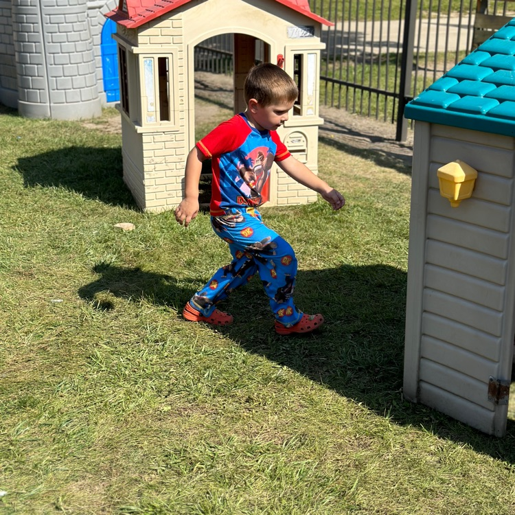 little boy running